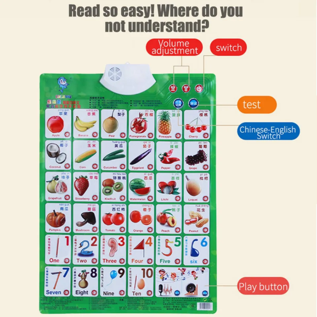 Kids Educational English Chinese Sound Wall Chart Poster